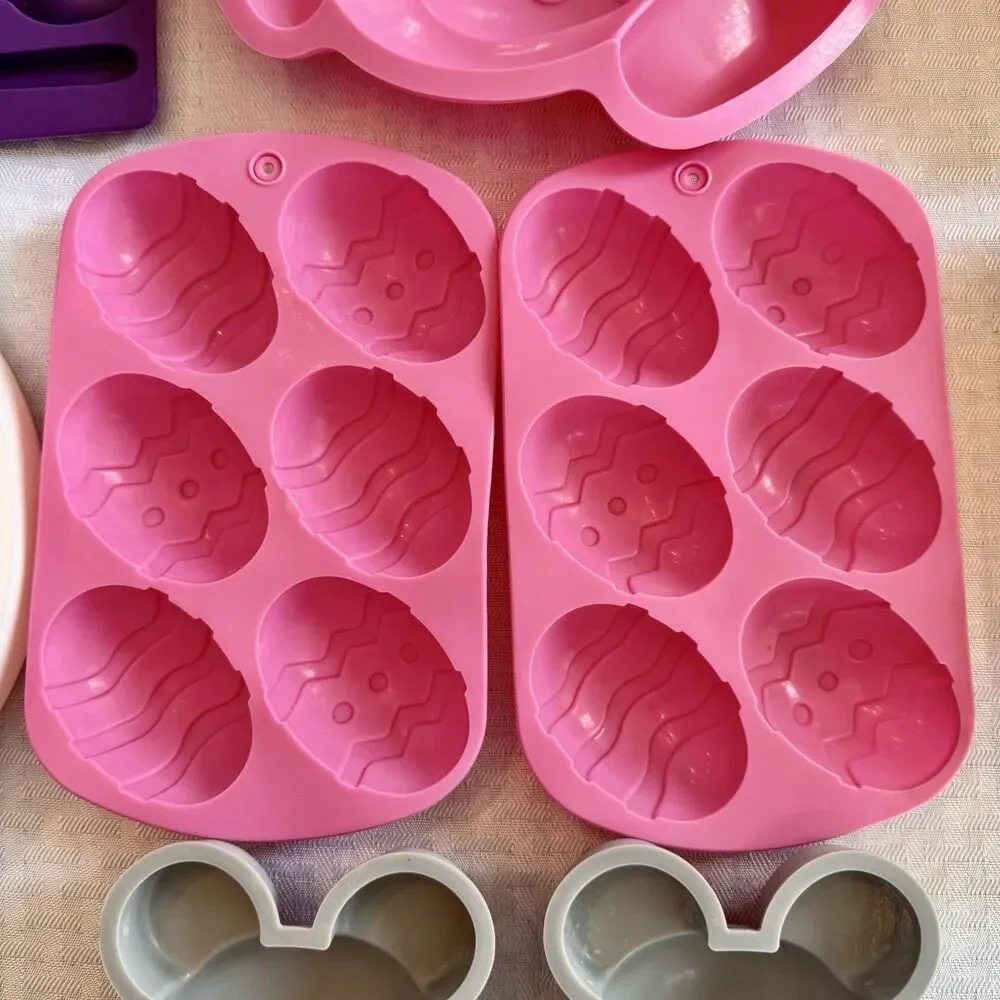 Silicone‎ Mold Lot Bunny Bear Heart Easter Candle Soap Resin Baking